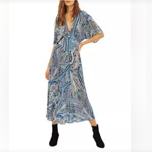 ba&sh Mousseline Paisley Print Midi Dress Size US XS